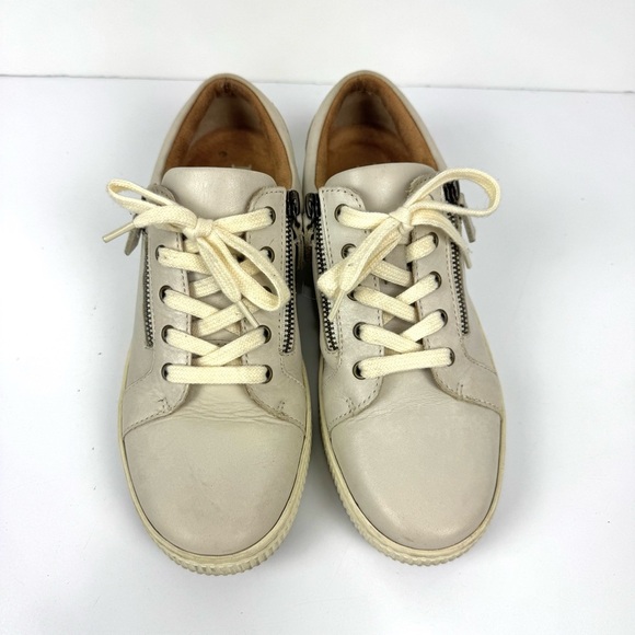 Born Comfort Sneaker Paloma Womens Sz 10 Ivory Leather Slip On Zip Up Shoes Boho - Picture 2 of 8
